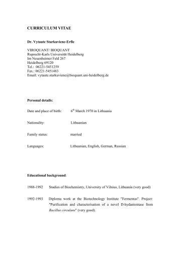 Curriculum vitae - Universität Heidelberg