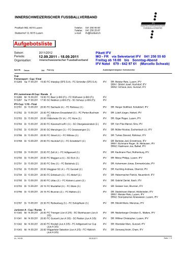 Aufgebotsliste - REGIOfussball.ch