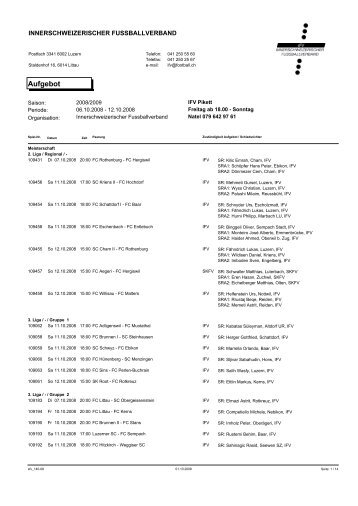 Aufgebot - REGIOfussball.ch