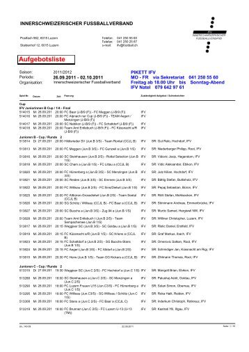 Aufgebotsliste - REGIOfussball.ch