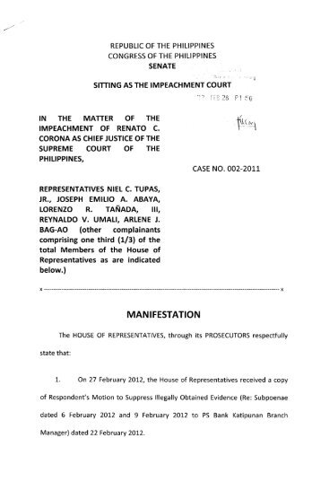 Manifestation re. Motion to Suppress Illegally Obtained Evidence