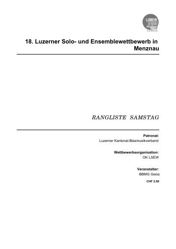 rangliste samstag - Luzerner Solo- und Ensemble Wettbewerb