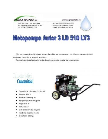 Motopompa este echipata cu motor diesel Antor, are ... - Agro Pataki