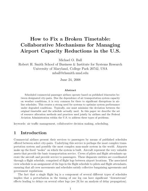 How to Fix a Broken Timetable: Collaborative Mechanisms for ...
