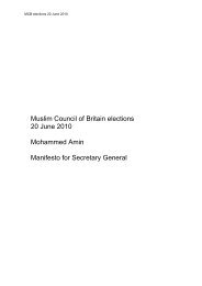 Muslim Council of Britain Manifesto - Mohammed Amin's website