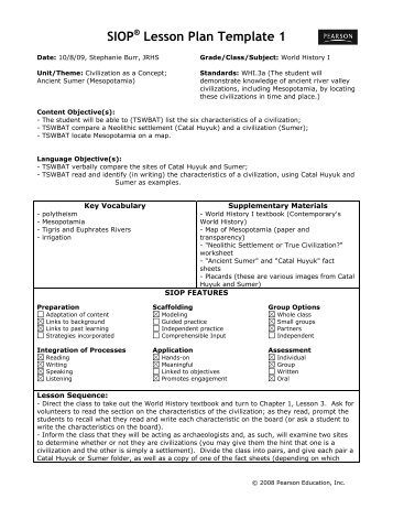 SIOPÂ® Lesson Plan Template 1 - ACT-ESL