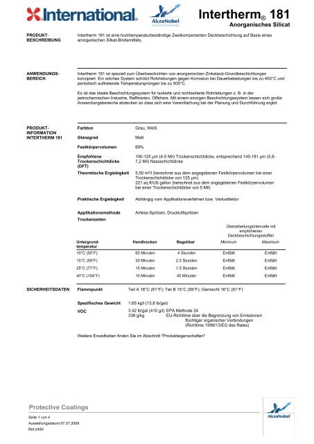 Intertherm® 181 - H & S Beschichtungssysteme