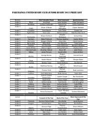 pakuranga united rugby club junior rugby 2012 prize list - AllTeams