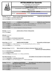 MITTEILUNGEN der Gemeinde St. Laurentius in Essen-Steele