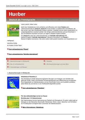 1. Neuerscheinungen im Blickpunkt