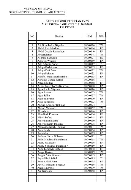 YAYASAN ADI UPAYA SEKOLAH TINGGI TEKNOLOGI ...