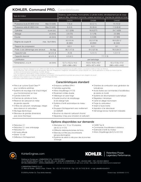 command pro - Kohler Engines