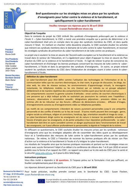 Telecharger Le Deuxieme Questionnaire Du Csee Sur Le Cyber