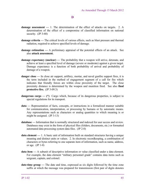 JP 1-02, DOD Dictionary of Military and Associated Terms - DMRTI ...