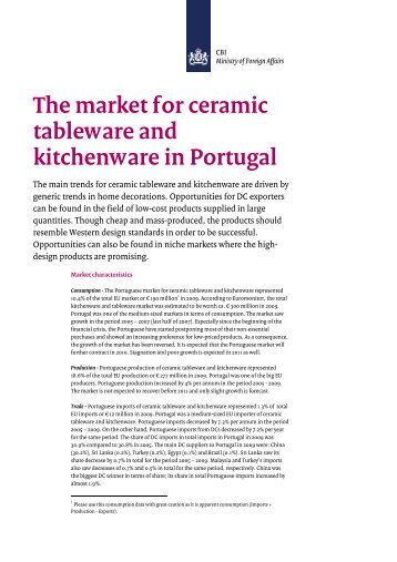 The market for ceramic tableware and kitchenware in Portugal - Import