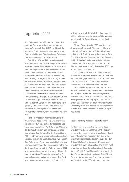 Geschäftsbericht 2003 - Commerzbank International SA
