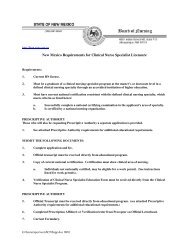 New Mexico Requirements for Clinical Nurse Specialist Licensure