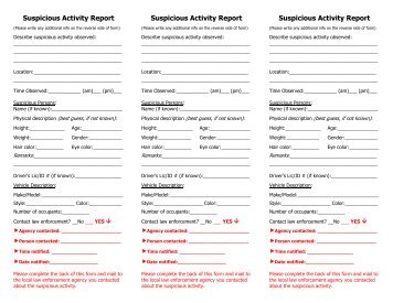 Suspicious Activity Report - Forest Seedling Network