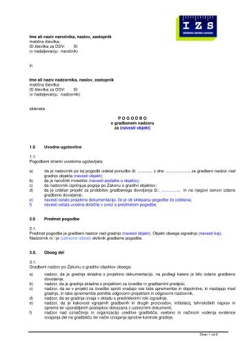 14. VzorÃ„Âna pogodba o gradbenem nadzoru - ZAPS