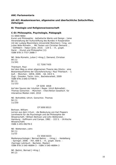 AA-AH) Allgemeine Lexika und Wörterbücher - HTW Berlin