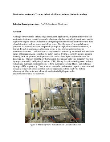 Wastewater treatment - Treating industrial effluents using cavitation ...