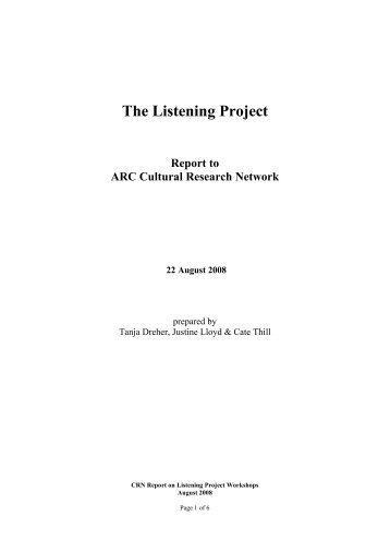 Listening Project Report August 2008
