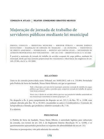 MajoraÃ§Ã£o de jornada de trabalho de servidores ... - Revista do TCE
