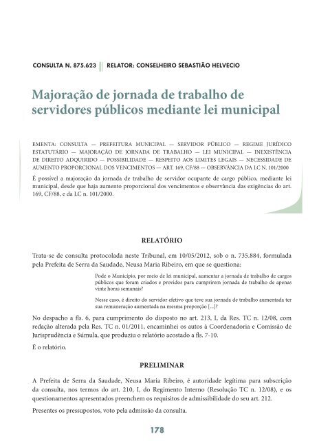 MajoraÃ§Ã£o de jornada de trabalho de servidores ... - Revista do TCE
