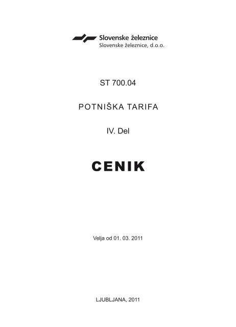 ST 700.04 POTNIÅ KA TARIFA IV. Del - Slovenske Å¾eleznice