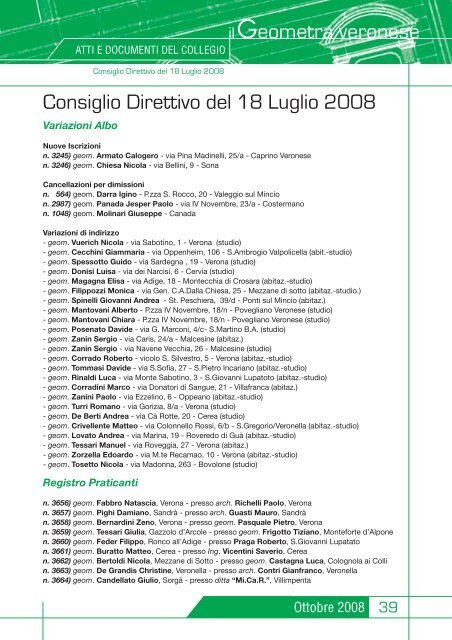 n. 10 - ottobre 2008 - Collegio dei Geometri della Provincia di Parma