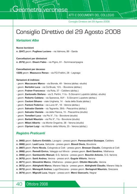 n. 10 - ottobre 2008 - Collegio dei Geometri della Provincia di Parma