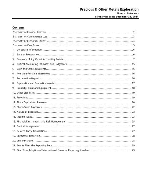 2011 Annual Illustrative IFRS Financial Statements - BDO Canada