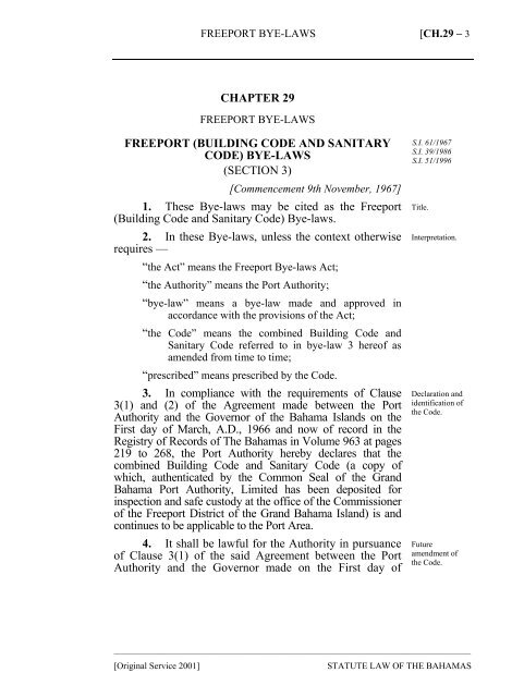 Freeport (Building Code and Sanitary Code) - The Bahamas Laws ...