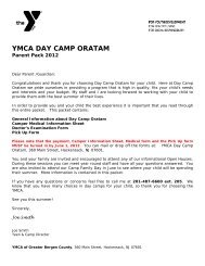 YMCA DAY CAMP ORATAM - YMCA OF THE GREATER BERGEN ...