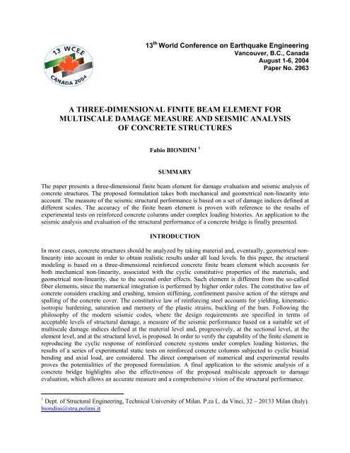 a three-dimensional finite beam element for multiscale damage ...