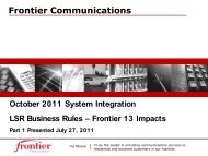 Frontier 13 October 2011 LSR Business Rule Overview