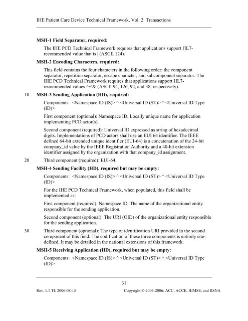 IHE Patient Care Device Technical Framework