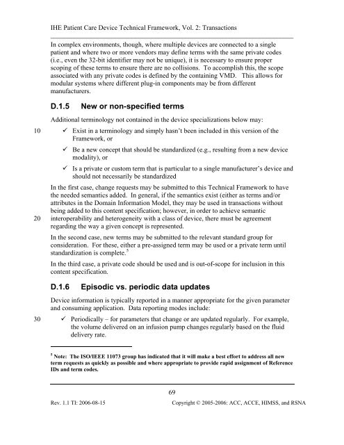 IHE Patient Care Device Technical Framework