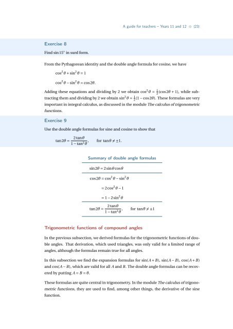 Trigonometric functions and circular measure - the Australian ...