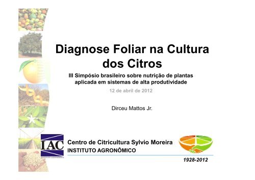 Diagnose foliar na cultura do citros - Nutricao de Plantas