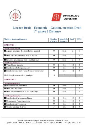 Licence Droit - UniversitÃ© Lille 2 Droit et SantÃ©