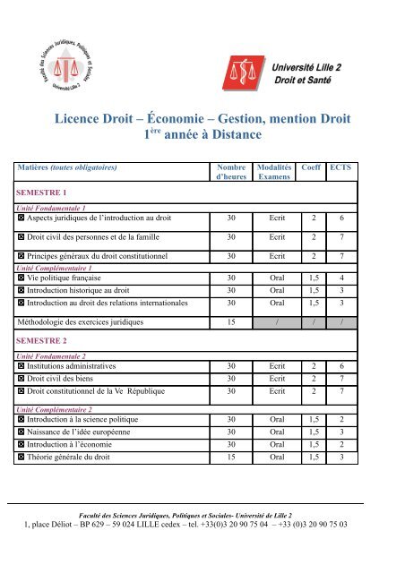 Licence Droit - UniversitÃ© Lille 2 Droit et SantÃ©