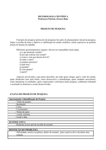 Projeto de pesquisa - PatrÃ­cia Ruiz Spyere