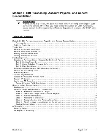 Module II: EBI Purchasing, Account Payable, and General ...