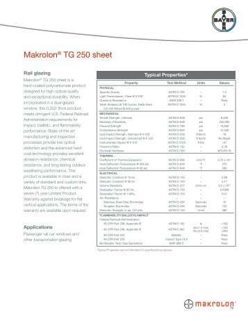 Makrolon® TG 250 sheet - Sheffield Plastics