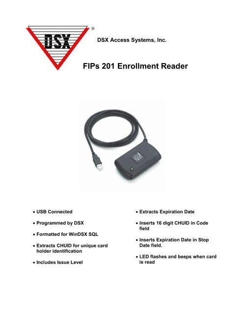 FIPs 201 Enrollment Reader - DSX Access Systems, Inc.