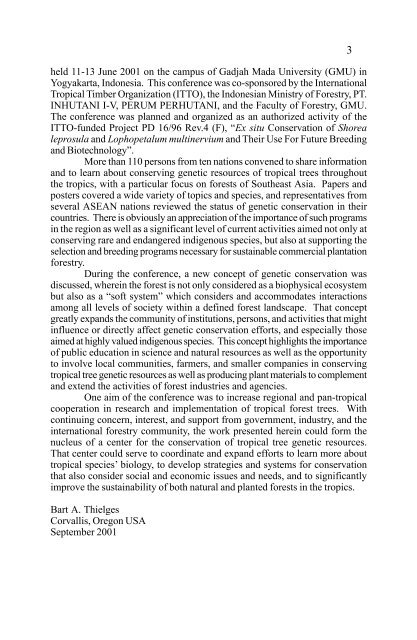 In situ and Ex situ Conservation of Commercial Tropical Trees - ITTO