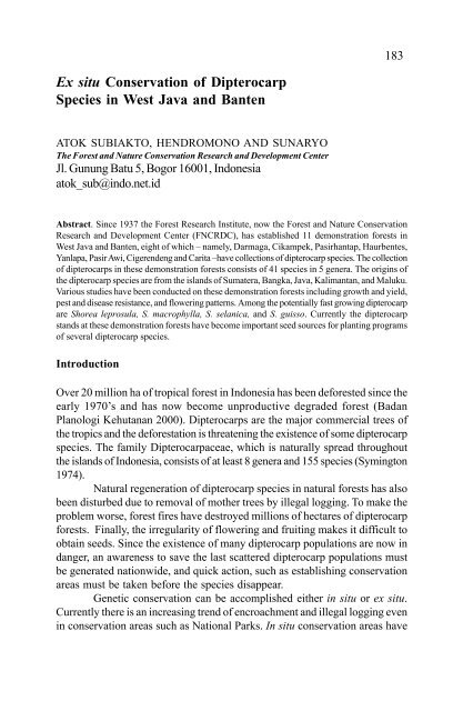 In situ and Ex situ Conservation of Commercial Tropical Trees - ITTO