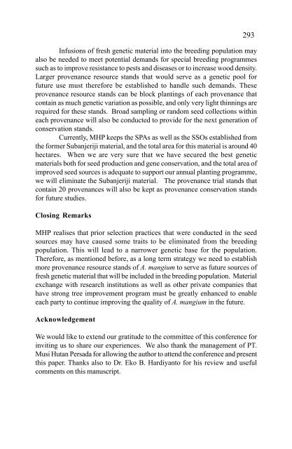 In situ and Ex situ Conservation of Commercial Tropical Trees - ITTO