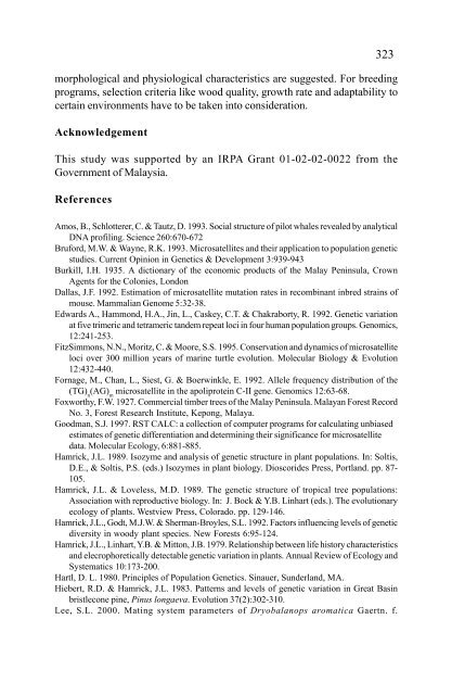 In situ and Ex situ Conservation of Commercial Tropical Trees - ITTO